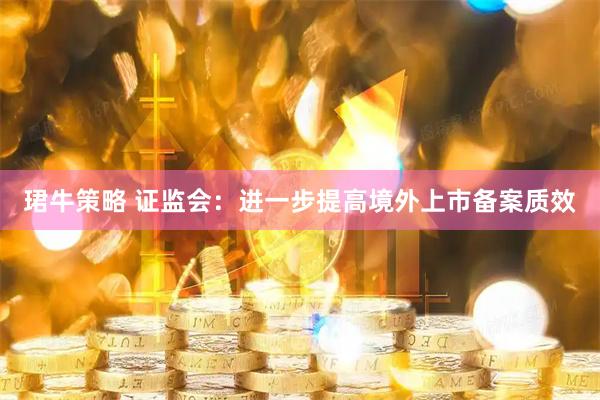 珺牛策略 证监会：进一步提高境外上市备案质效