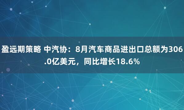 盈远期策略 中汽协：8月汽车商品进出口总额为306.0亿美元，同比增长18.6%